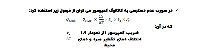 فرمول انتخاب کندانسور با ضریب کمپرسور